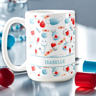 Medisch Patroon Naam Monogram Verpleegkundige Groo Koffiemok