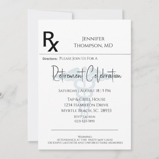 Medisch pensioen Voorschrift Pad uitnodiging (Voorkant)