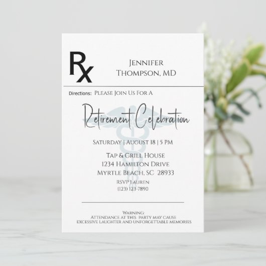 Medisch pensioen Voorschrift Pad uitnodiging (Staand voorkant)