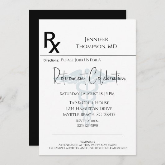Medisch pensioen Voorschrift Pad uitnodiging (Voorkant / Achterkant)