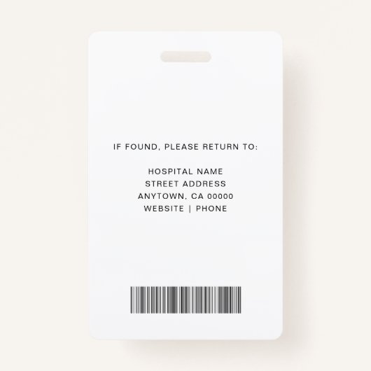 Medisch personeel Verpleegkundige Foto-ID | Zieken Badge (Achterkant)