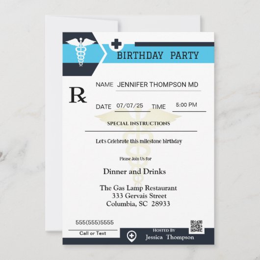 Medisch recept Pad Birthday uitnodiging (Voorkant)