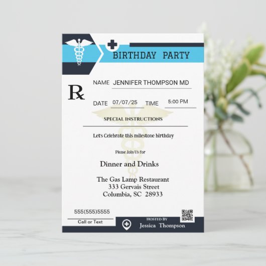 Medisch recept Pad Birthday uitnodiging (Staand voorkant)