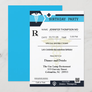 Medisch recept Pad Birthday uitnodiging