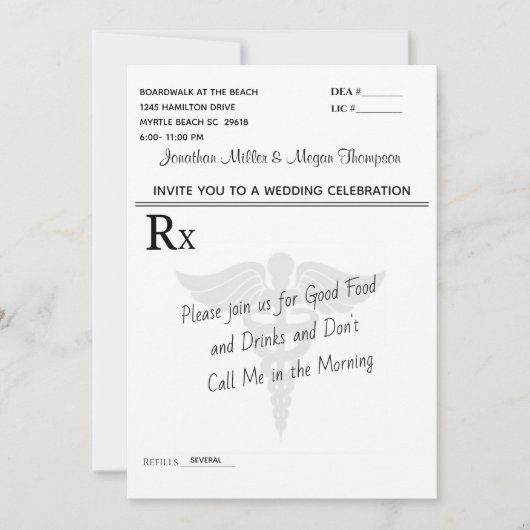 Medisch recept Pad Wedding Celebration Kaart (Voorkant)