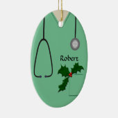 Medisch scheuren Licht Groen Holly Oval Ornament (Rechts)