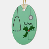 Medisch scheuren Licht Groen Holly Oval Ornament (Links)