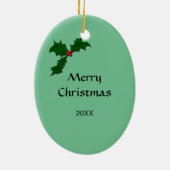 Medisch scheuren Licht Groen Holly Oval Ornament (Achterkant)