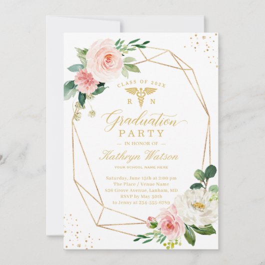 Medisch scholier Floral Geometric Afstuderen Kaart (Voorkant)