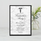 Medisch School Black White Marble Photo Afstuderen Kaart (Staand voorkant)