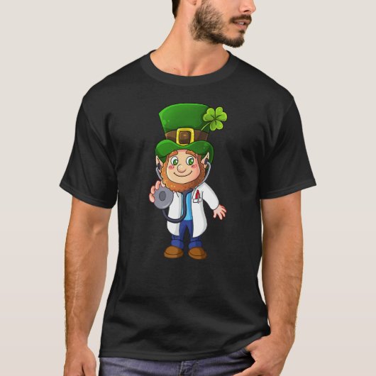 Medisch-Scrub Top Stethoscope met Leprechaun (Voorkant)