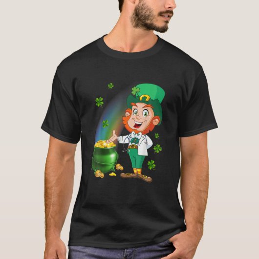 Medisch scrub Top Stethoscope met Leprechaun G (Voorkant)