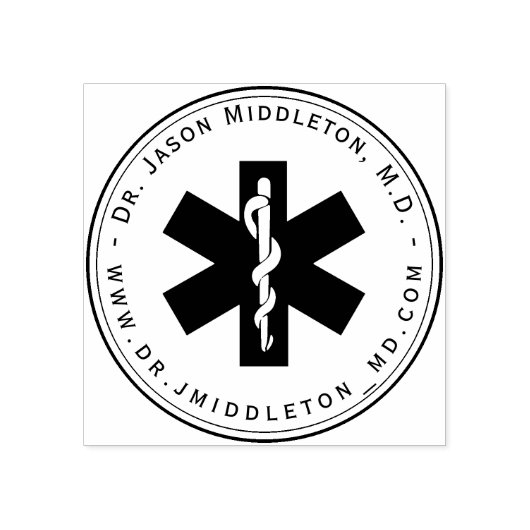 Medisch - Ster van levenssymbool met tekst Rubberstempel (Afrduk)