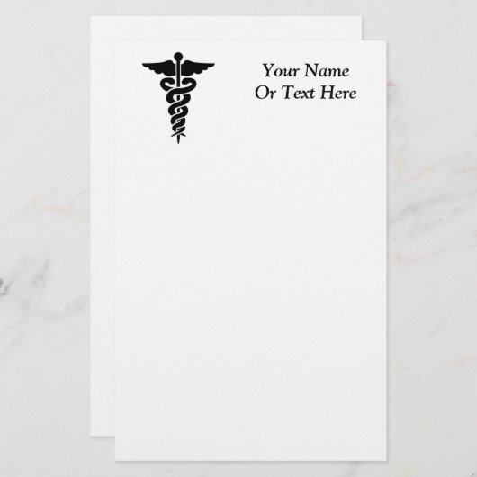 Medisch symbool Caduceus Briefpapier (Voorkant / Achterkant)