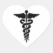 Medisch symbool Caduceus Hart Sticker (Voorkant)