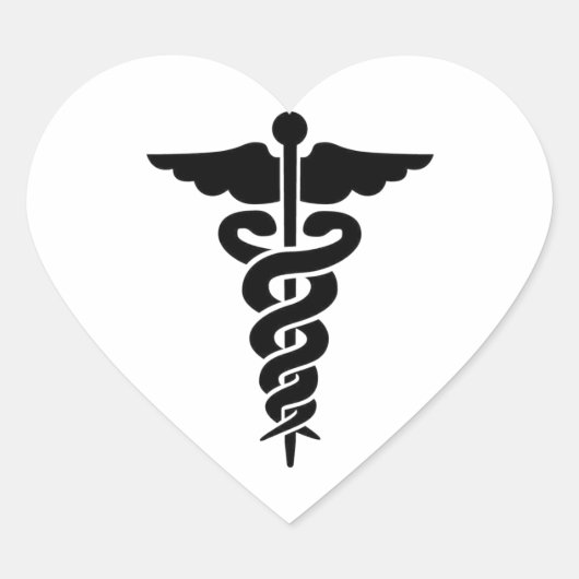 Medisch symbool Caduceus Hart Sticker (Voorkant)