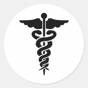 Medisch symbool Caduceus Ronde Sticker