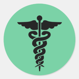 Medisch symbool Caduceus Ronde Sticker