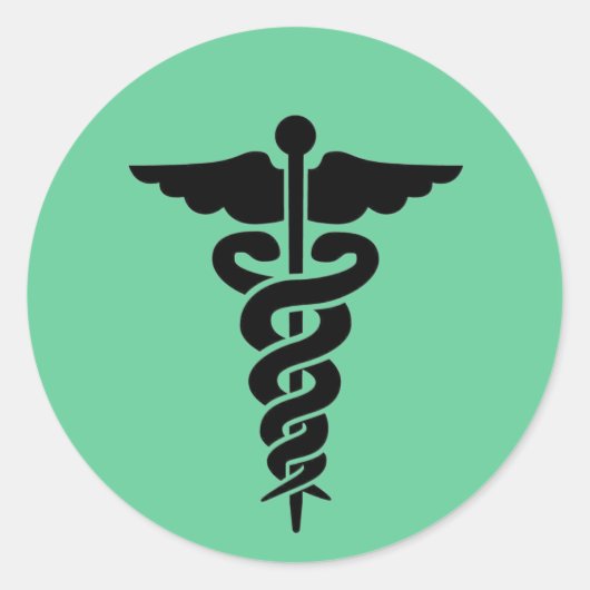 Medisch symbool Caduceus Ronde Sticker (Voorkant)