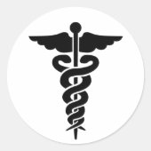 Medisch symbool Caduceus Ronde Sticker (Voorkant)