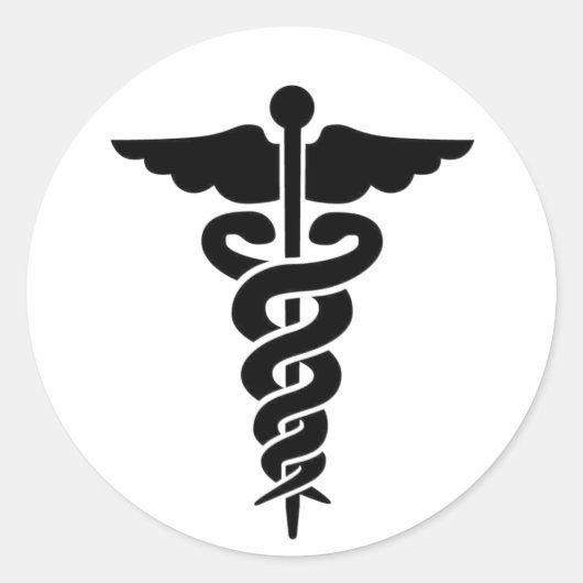 Medisch symbool Caduceus Ronde Sticker (Voorkant)
