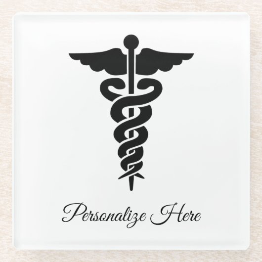 Medisch symbool   glazen onderzetter (Voorkant)