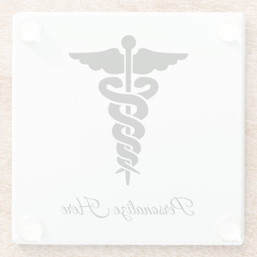 Medisch symbool   glazen onderzetter (Achterkant)