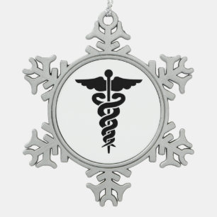 Medisch symbool verpleegster tin sneeuwvlok ornament
