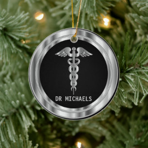 Medisch symbool 👨⚕️ - Zwart en Zilver Keramisch Ornament