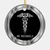 Medisch symbool 👨⚕️ - Zwart en Zilver Keramisch Ornament (Voorkant)