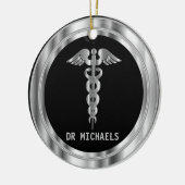 Medisch symbool 👨⚕️ - Zwart en Zilver Keramisch Ornament (Links)