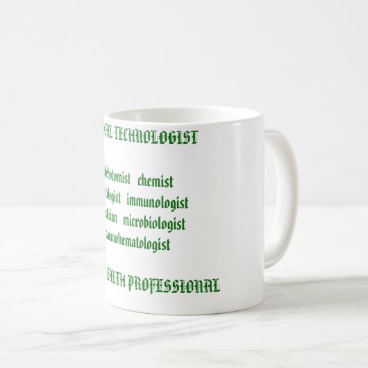 MEDISCH TECHNOLOGIST flebotomistenthema.. Koffiemok (Voorkant rechts)