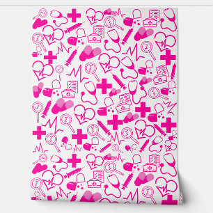 Medisch Thema roze Peel en Stick Healthcare Decor Behang