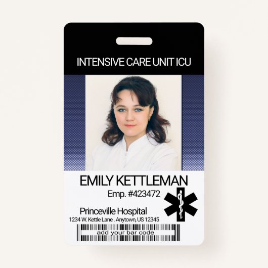 Medisch veld foto badge - donkerblauw (Voorkant)