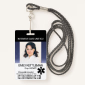 Medisch veld foto badge - donkerblauw (Voorkant met draagriem)