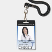 Medisch veld foto badge - donkerblauw (Voorzijde met lanyard)