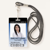 Medisch veld foto badge - donkerblauw (Voorkant met draagriem)