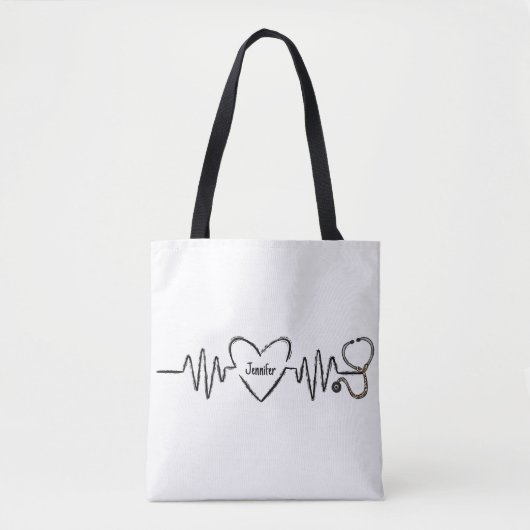 Medisch Verpleegkundige Arts Aangepaste hartslag S Tote Bag (Voorkant)