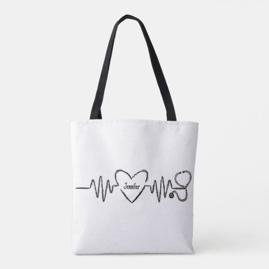 Medisch Verpleegkundige Arts Aangepaste hartslag S Tote Bag (Achterkant)