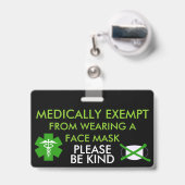 Medisch vrijgesteld van gezichtsmaskers badge (Achterkant met uittrekbare clip)