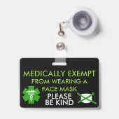 Medisch vrijgesteld van mondmasker-badge badge (Voorzijde met uittrekbare clip)