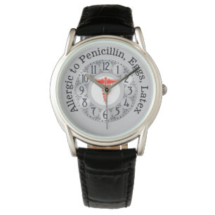 Medisch waakzaam caduceus faux Silver Art Deco Horloge