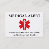 Medisch waarschuwingsnummer -  visitekaartje (Voorkant)