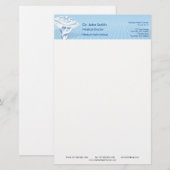 Medisch Wit 3D Caduceus Blauw Design Briefpapier (Voorkant / Achterkant)