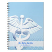 Medisch Wit 3D Caduceus Blauw Design Notitieboek (Voorkant)