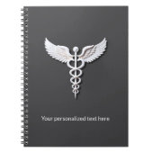 Medisch Wit Gedetailleerd Schoon Caduceus Warm Gri Notitieboek (Voorkant)