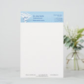 Medisch Witte 3D Caduceus Blauw Design Briefpapier (Staand voorkant)