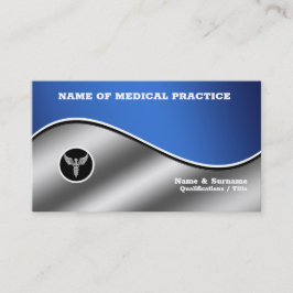 Medisch ziekenhuis blauw zilverkleurig kaduceus visitekaartje