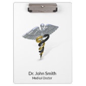 Medisch Zilver Caduceus Zwart Goud - Klembord (Voorkant)