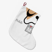Medisch zuster Scrub Top Monogram op maat Grote Kerstsok (Voorkant (Hangend))